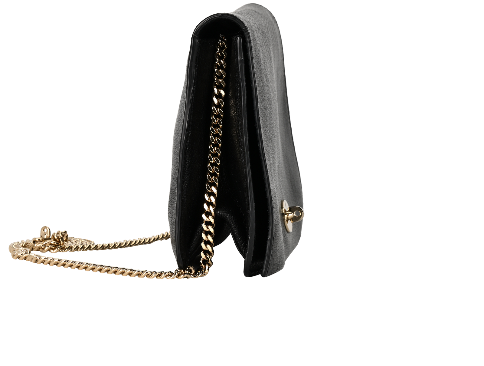 Bayswater Clutch Wallet On Chain, &pound;450, Handbags, Black, Leather, Side view